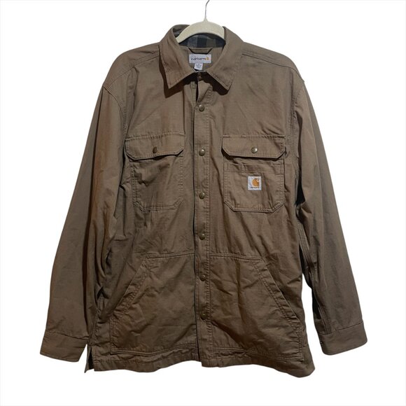 Carhartt Men's Ripstop Solid Shirt Jacket Canyon Brown Chore Barn - Picture 1 of 10